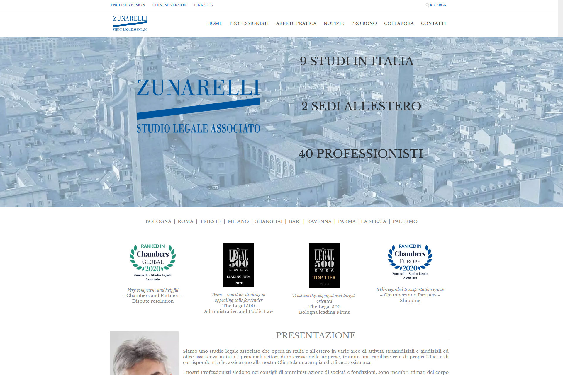 Zunarelli Studio Legale Associato Sito Web